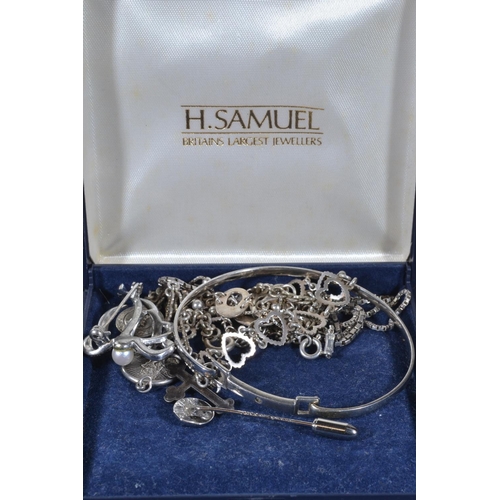 199 - Silver jewellery, including diamond set bangle, Celtic design necklace, marcasite & culture... 