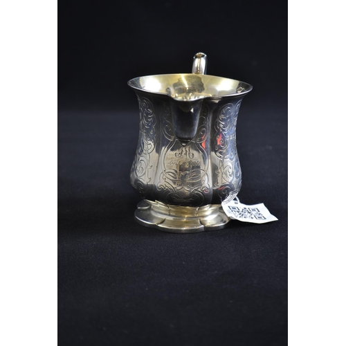 218 - Early Victorian silver jug, maker CRGS, London 1847, inscription below spout 'JM April 20th 1850', h... 