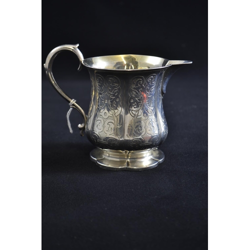 218 - Early Victorian silver jug, maker CRGS, London 1847, inscription below spout 'JM April 20th 1850', h... 