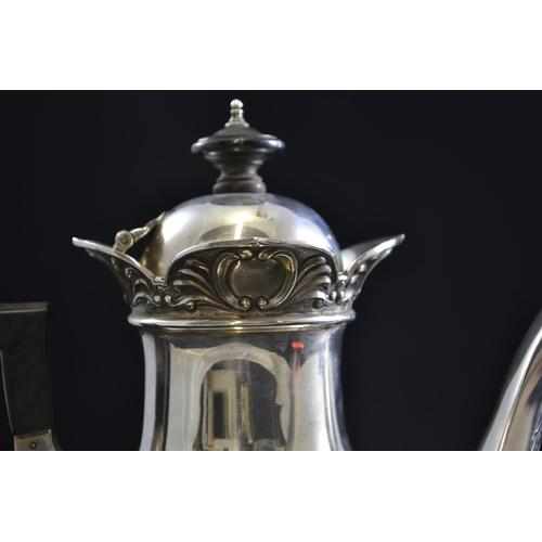 221 - Silver coffee pot, maker Mappin & Webb, London 1903, with ebony handle & knop, gross weight ... 