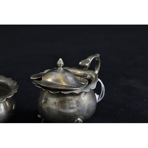 232 - Silver salt & mustard pot, maker JR & A LD, Chester 1914, gross weight 92.97 grams