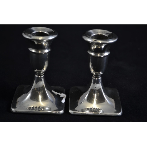 236 - Pair of silver candlesticks, maker WJM & Co, Birmingham 1928, 9cm high, weighted