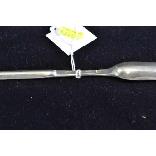 237 - George II silver marrow scoop, maker Ebenezer Coker, London 1752, length 21cm, 42 grams