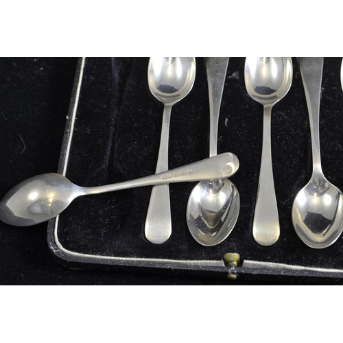 255 - Cased set of six silver teaspoons, maker S LD, Birmingham 1927, gross weight 74 grams