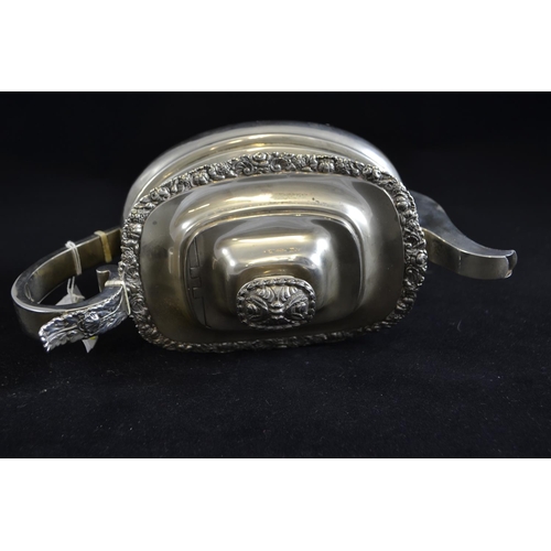 260 - George IV silver teapot, maker TJ, London 1823, 28cm wide,  gross weight 668 grams