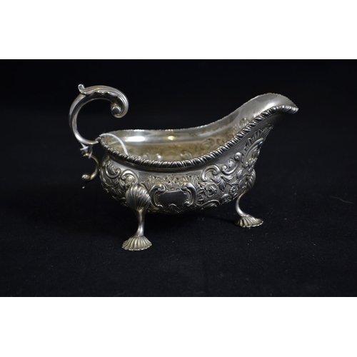 273 - Late Victorian silver sauce boat, maker Carrington & Co, London 1897, width 14.5cm, 198 grams