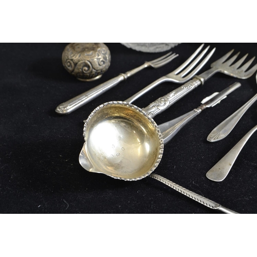 275 - George III sauce ladle, maker TN, London 1778, a George III silver wood handled toddy spoon, maker T... 