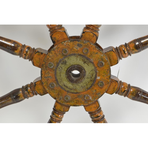 311 - Large hardwood ships wheel. D100cm