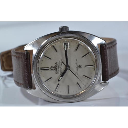 471 - Omega automatic chronometer Constellation watch with day aperture, late 1960s, with case & 2010 ... 