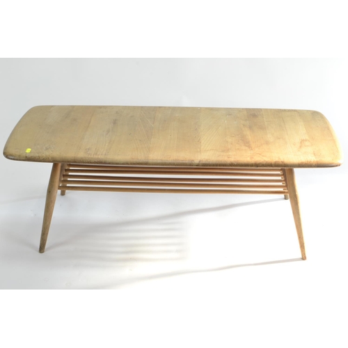 445 - Ercol 398 occasional coffee table in beech & elm. L105cm W44cm H35cm