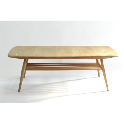 445 - Ercol 398 occasional coffee table in beech & elm. L105cm W44cm H35cm