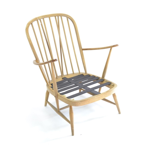 450 - Ercol 203 Windsor easy chair, natural finish. W71cm D89cm H85cm seat height 38cm (with cushion)