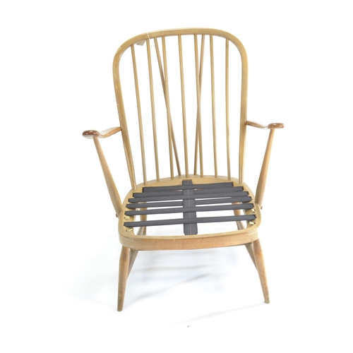 450 - Ercol 203 Windsor easy chair, natural finish. W71cm D89cm H85cm seat height 38cm (with cushion)