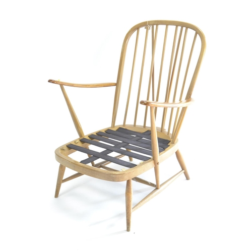 450 - Ercol 203 Windsor easy chair, natural finish. W71cm D89cm H85cm seat height 38cm (with cushion)