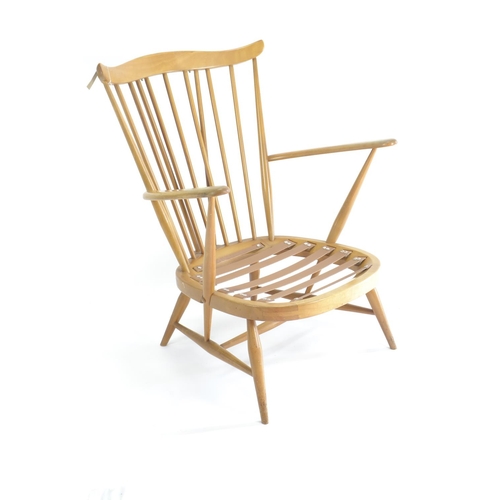 453 - Ercol 359 Windsor easy chair. Vintage blue label. Seat height 31cm (not inc. cushion)