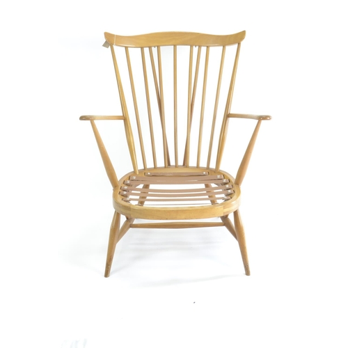 453 - Ercol 359 Windsor easy chair. Vintage blue label. Seat height 31cm (not inc. cushion)