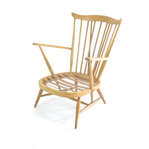 453 - Ercol 359 Windsor easy chair. Vintage blue label. Seat height 31cm (not inc. cushion)