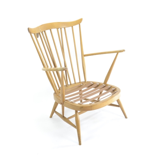 454 - Ercol 359 Windsor easy chair. Vintage blue label. Seat height 31cm (not inc. cushion)