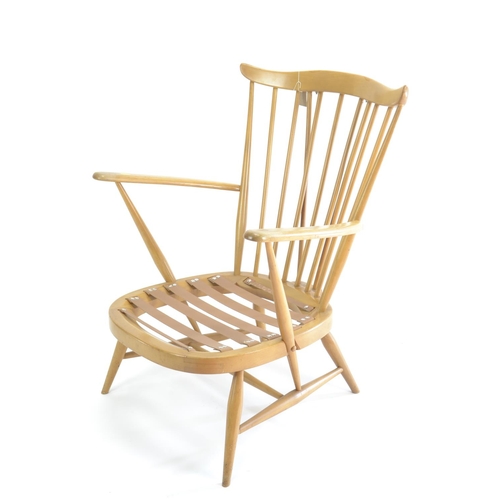 454 - Ercol 359 Windsor easy chair. Vintage blue label. Seat height 31cm (not inc. cushion)