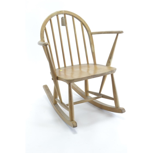 455 - Ercol Windsor beech & elm child's rocking chair. Seat H37cm w40cm overall H72cm