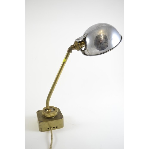 383 - Industrial style table lamp on brass base, height approx. 40cm