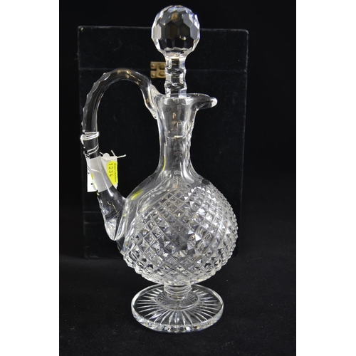 364 - Waterford Crystal claret decanter, 31cm high, with fitted velvet case & a Waterford Crystal leaf... 