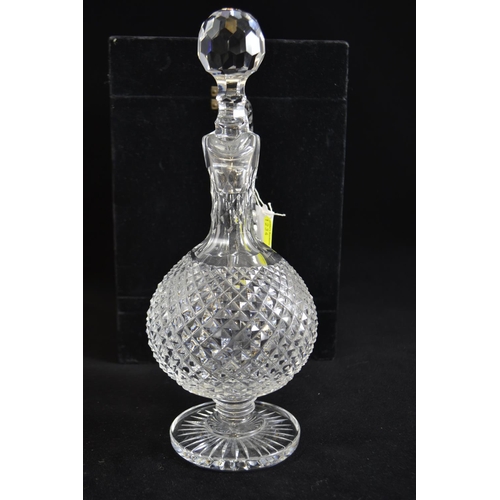 364 - Waterford Crystal claret decanter, 31cm high, with fitted velvet case & a Waterford Crystal leaf... 