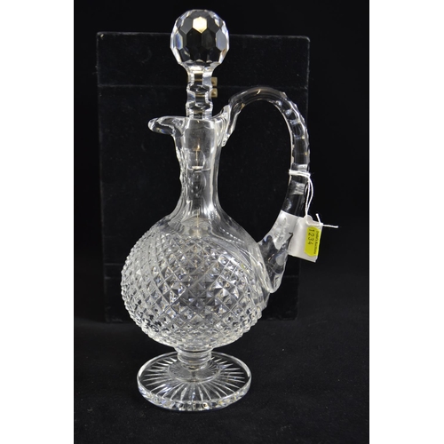 364 - Waterford Crystal claret decanter, 31cm high, with fitted velvet case & a Waterford Crystal leaf... 