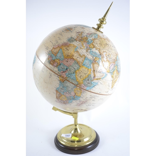 390 - Replogle 12 inch 'World Classic' globe mounted on brass