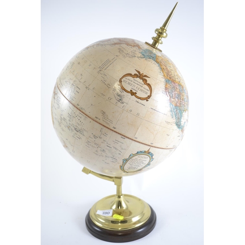 390 - Replogle 12 inch 'World Classic' globe mounted on brass