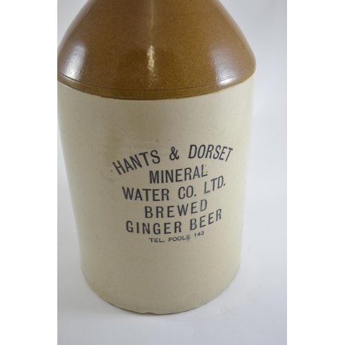 405 - Hants & Dorset Mineral Water Co. Ltd. Brewed Ginger Beer stoneware flagon. 44cm high.