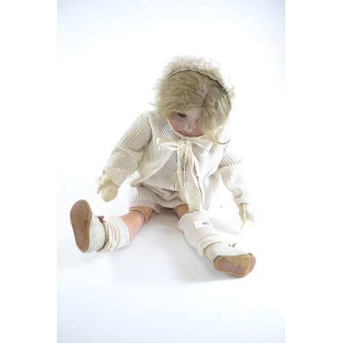 411 - German Child Doll, marked to back of head '1362 Made in Germany 3 3/4', bisque head over composition... 