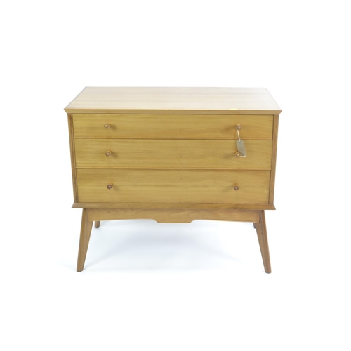 458 - Mid-century 3 drawer chest by Alfred Cox. w86cm d46cm h73cm