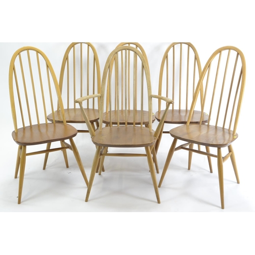 466 - 6 Ercol Windsor Quaker dining chairs. 5x model 365 1x model 365a. w61cm d55cm overall height 97cm. S... 