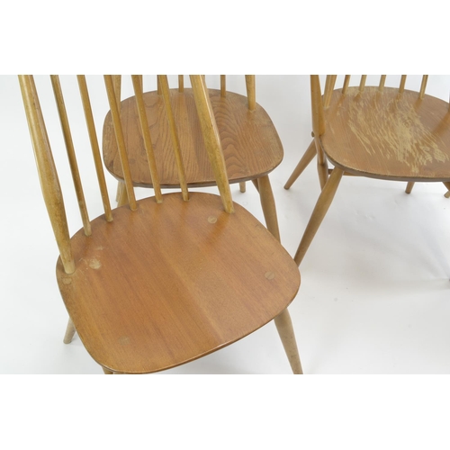 467 - 5 Ercol Goldsmith dining chairs. 4x model 369 1x model 369a. Natural finish, with vintage blue label... 