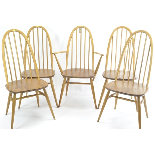 469 - 5 Ercol Windsor Quaker dining chairs. 4x model 365 1x model 365a. w61cm d55cm overall height 97cm. S... 