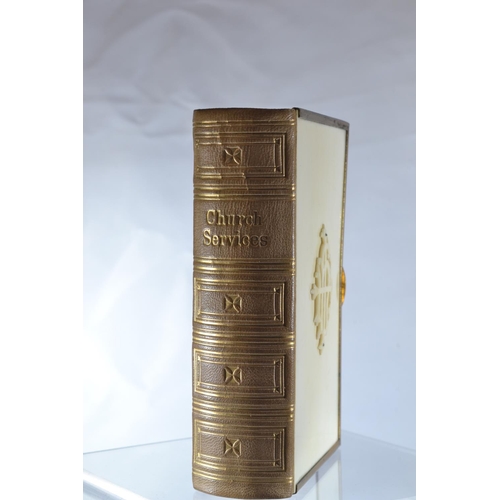 205 - A compact Victorian gilt brass bound church services book containing the Book of Common Prayer etc. ... 