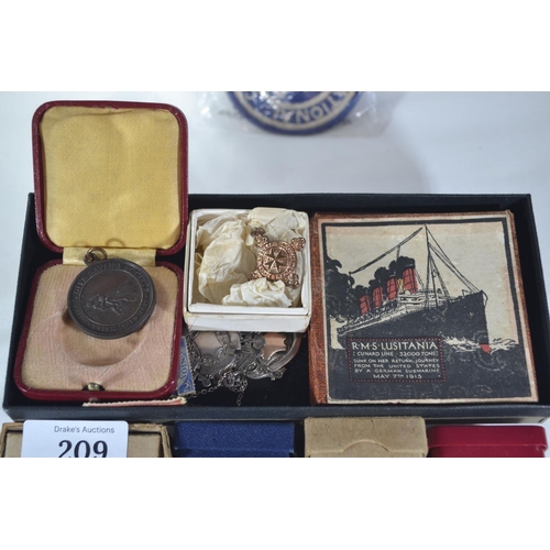 209 - Collection of medals, medallions and other collectables, some silver, inc. The Defence Medal 1939-19... 