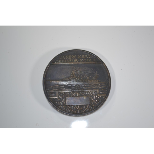 293 - Bronze medal by G. Prud'homme, France Cruiser Jeanne D'Arc,  dia. 60mm