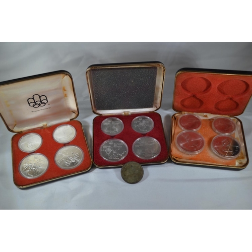 298 - Canadian Olympic coin proof sets, 1972, cased, inc. Series I, II, III & a 1953 Canadian silver d... 