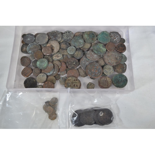 300 - Box of very old world coins, inc. Roman, Byzantine and possible Indian State coins