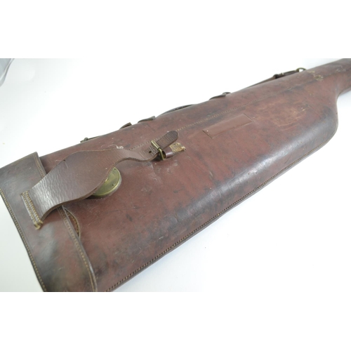 304 - Vintage leather leg of mutton gun case, length 85cm