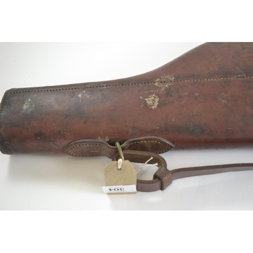 304 - Vintage leather leg of mutton gun case, length 85cm