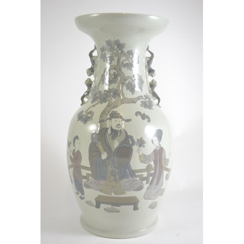 358 - Large Lladro Chinese style vase, height 41.5cm