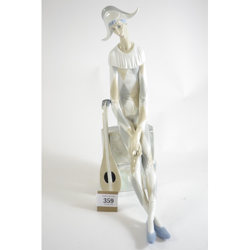 359 - Large Lladro 'Sad Harlequin' figure, impressed mark, height 34cm