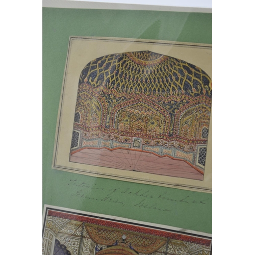 378 - C1800s Indian, company style pen and ink artworks. Comprising of interiors of the Indian temples. 3 ... 