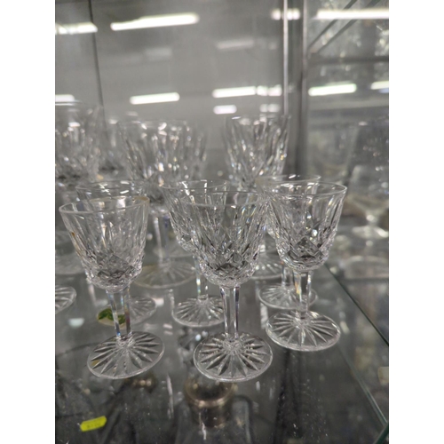 362 - Part suite of Waterford crystal, comprising six wine glasses, six sherry glasses, six liquor (one sl... 