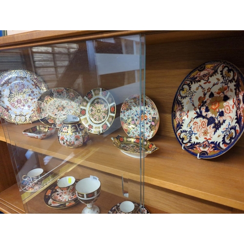 385 - Eight Derby & Royal Crown Derby imari pattern pieces, the Derby items comprising of a plate, ova... 