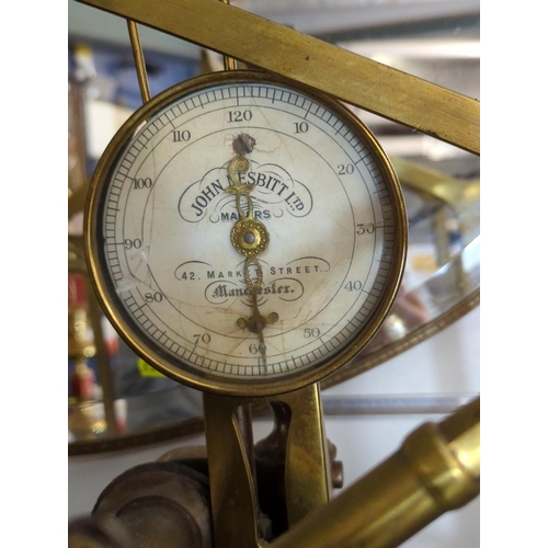 400 - A late 19th/ early 20th century brass yarn gauge by John Nesbitt Ltd of 42 Market Street, Manchester... 