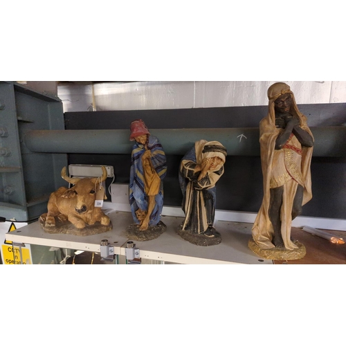 336 - Large Nativity set of eleven figures, tallest figure 45cm high.